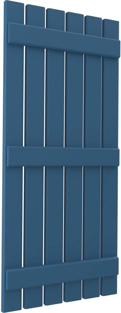 Ekena Millwork ARW401SB623X73HBH Americraft Six 3 Exterior Real Wood Spaced Board-n-Batten Shutters (Per Pair), Sojourn Blue
