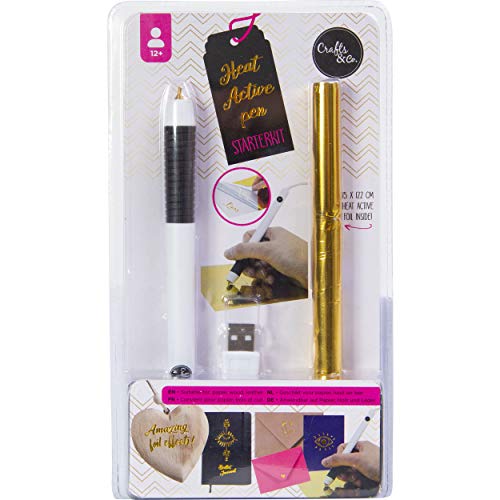 Crafts&Co® Hot Foil Pen | Penna Foil A Caldo Con Usb 1,5 Mm Punta Fine | Penna A Sfera Attivata Dal Calore Per Disegnare, Creazione Di Biglietti, Scrapbooking | Penna Hot Foil Con Usb | Bianco - 9