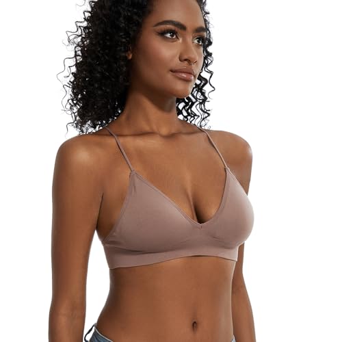 Image of Seamless Bra for Women Low Back Bralette Wirefree Spaghetti Bra with Padded Removeable
