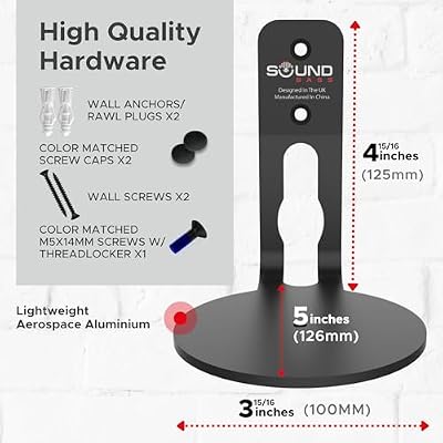 Sound Bass ERA 100 Wall Mount Bracket, Low Profile, Black, Twin Pack, Compatible with Sonos ERA100 & ERA 100 SL Speaker, Complete with All Fixing Hardware