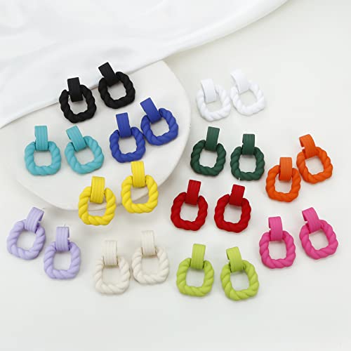 Ruoffeta Rectangle Earrings For Women, Acrylic Square Earrings Twisted Geometric Statement Earrings (Lavender) #TOP5