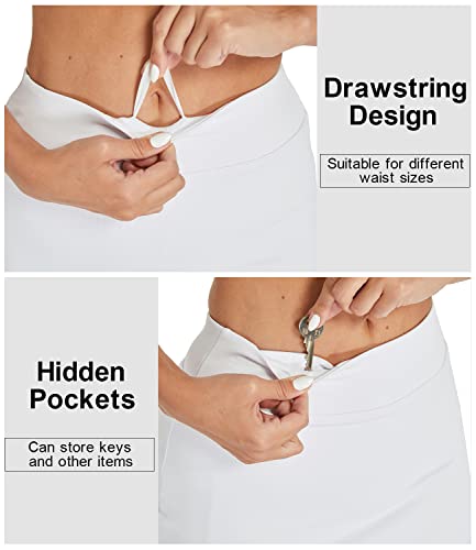 Saia feminina atlética plissada de golfe Cityoung com bolsos para corrida, tênis, treinos, skorts, B