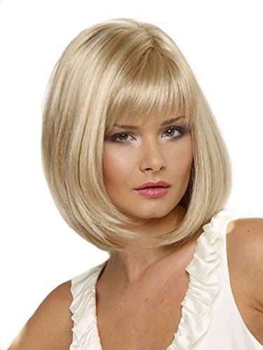 Kalyss Short Bob Blonde Wig With Hair Bangs for White Women