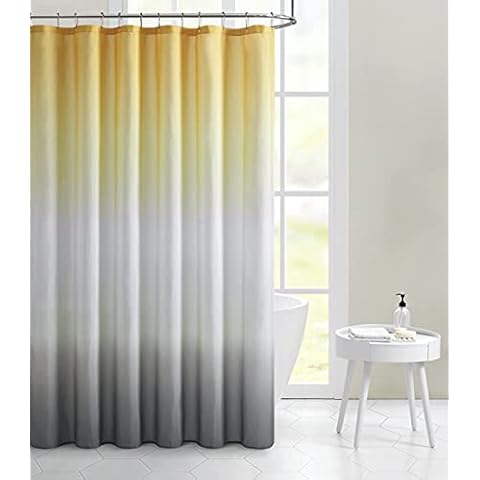 GoodGram Basic Multi Colored Fabric Ombre Shower Curtains - Assorted Colors (Gray/Yellow) Cover