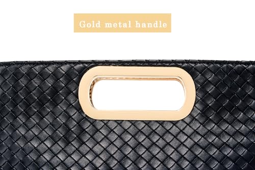 Image of Women's Woven Evening Bag Casual Leather Shoulder Handbag Fashion Clutch Purse