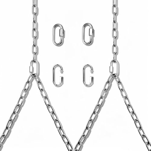 Heavy Duty Porch Swing Hanging Chain Kit 2 Pack Silver