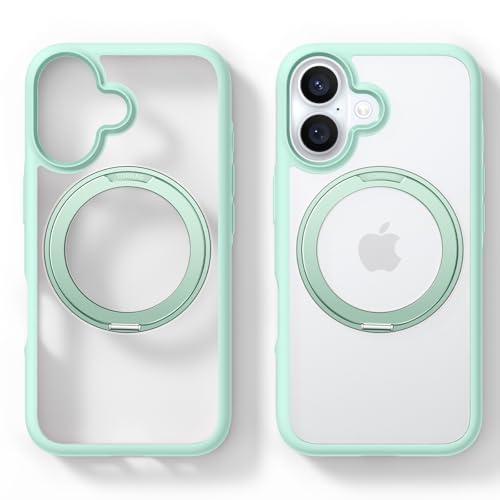 Image of TORRAS R Fusion Case Compatible with Wireless Charging iPhone 16, Magnetic Ring Charging, Protective Cover with Military Grade Protection Black (Green)