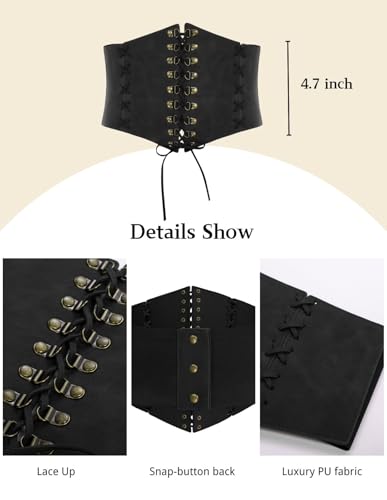 Scarlet Darkness Women Wide Belt Elastic Waist Belt Lace-up Corset Belts for Dress4