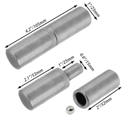 2 PCS Weldable Barrel Hinges 4⅛ x 1" Heavy Duty Steel Weld On Bullet Door Hinges Ball Bearing Detachable Hinge for Swing Door Trailer Ramp Gate Metal Gates (4⅛ x 1"- 2 pcs) by YSKmanhuo - Image 2