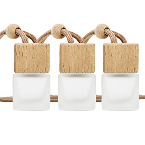 Botella de Ambientador de Aire para Coche, Paquete de 3 Ambientador de Aire para Coche, Botella Vacía de Perfume, Difusor de Fragancia Recargable, Botella de Cristal Vacía