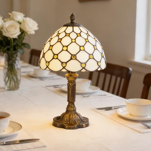 efperfect Vintage Style Table Lamp Stained Glass Lamp 7.9 Inch