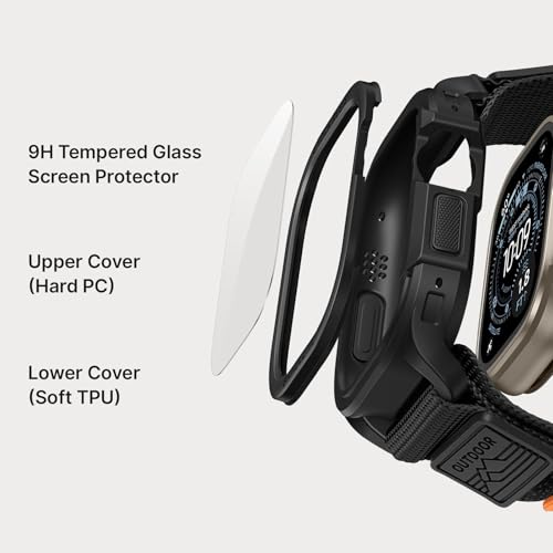 Image of Bandletic Rugged Case with Band Compatible with Apple Watch 49mm(Ultra 3 /2 /1),46mm(Series 11 /10), 45mm(Seriess 9 /8 /7),44mm(SE3 /SE2 /SE /6 /5 /4), Protective Cover Sport Accessories for iWatch Men