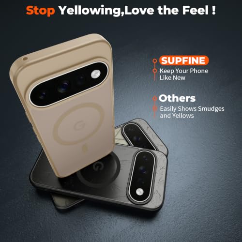 Image of SUPFINE Magnetic for Google Pixel 11 Pro Case - Pink Gold | With Screen Protector,Translucent Matte,Built-in Magnets,Military Grade Drop Protection,Shockproof Phone Cover