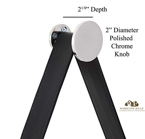 Hamilton Hills Hanging Black Leather Strap Metal Circular Wall Mirror With Chrome Accents| Glass Panel Rounded Circle Design Vanity Mirror (24" Round) #TOP3