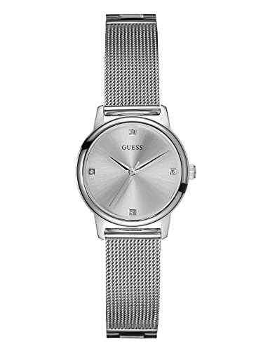 GUESS Women's U0532L1 Silver-Tone Mesh Watch with Self-Adjustable Bracelet