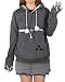 besbomig Kapuzenpullover Damen mit Katzen Großen Tasche, Pulli mit Katzentasche Katzenpullover Hoodie Damen, Super Weich Bequem Pullover mit Hundetasche Sweatshirt für Herbst Winter