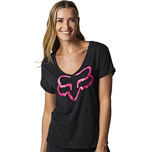 Fox Racing Womens Boundary Short Sleeve Top Fashion T Shirts, Black/Pink, X-Small Us #TOP22