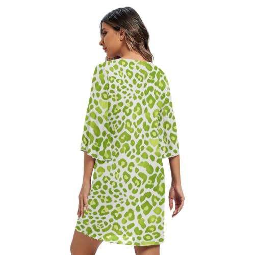 Robe décontractée en mousseline imprimé léopard citron - 2