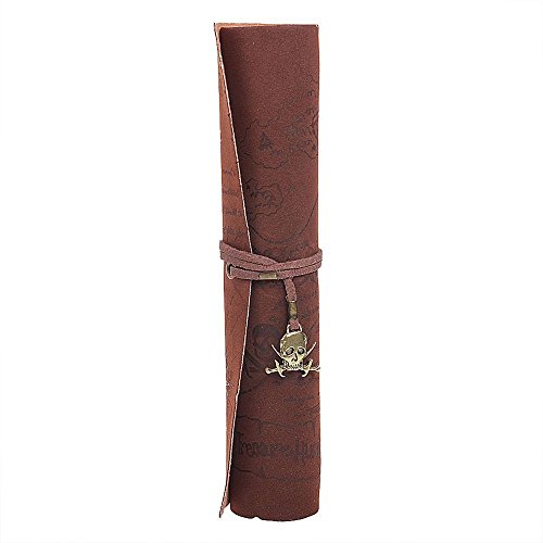 Wommty Rolle bis PU Leder Bleistift Tasche Taschen Kosmetik Tasche Retro Vintage Piraten Schatzkarte Muster, Totenkopf Cover