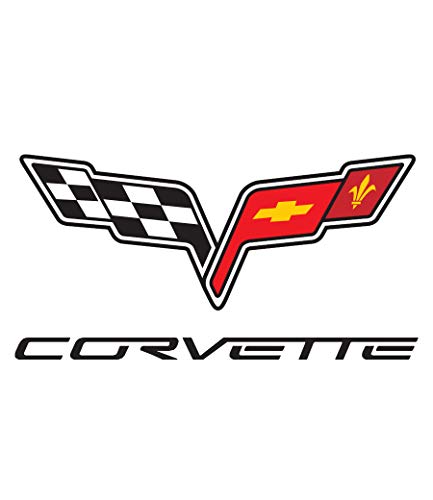 Racing Car Symbol Wall Art Corvette Wall Decals Classic Emblem C6 Custom Fan Cars Room Garage Wall Decor Removable Vinyl Wall Stickers Gift (24" W X 12" H Inches) #TOP2
