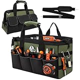 Lanynne Tool Bag Heavy Duty 15.7-Inch, 18-Pocket Tool Box Organizer Storage Bags with Zipper, Waterproof Hard Bottom, Gifts for Dad Tool Tote for Father Electrician Men Mechanic