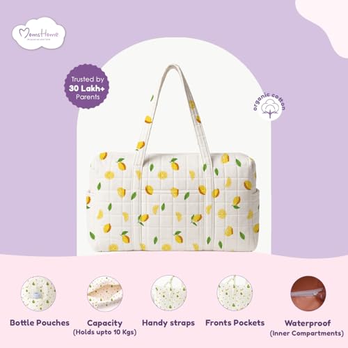 Image of MOM'S HOME New born Baby Organic cotton Travel Bag- Diaper Multipurpose Carry bags for Mothers | Pack -1 |