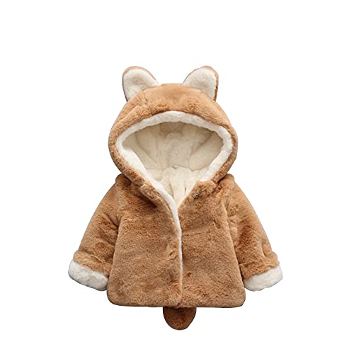 YIWAWQIAN Warme Kapjacke des Niedlichen Bärnform-Plüschwinters des Baby-Fauxpelz-mit Kapuze Mantels für Babyjungen-Mädchenkleinkind (Khaki,100) Cover
