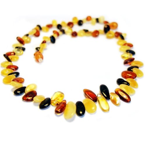 Collar de ámbar báltico para mujer, 100% ámbar báltico, joyas de ámbar báltico, perlas de ámbar, collar para adultos, 48 cm, Ámbar Cristal Gema, Ámbar