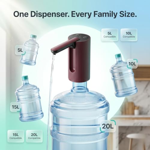 Image of Rechargeable Automatic Water Dispenser Pump for 20 Litre can Bottle with 3 Timer Modes, Type-c Charging, Folding Hose and BPA Free Electric Water Pump for Home & Office