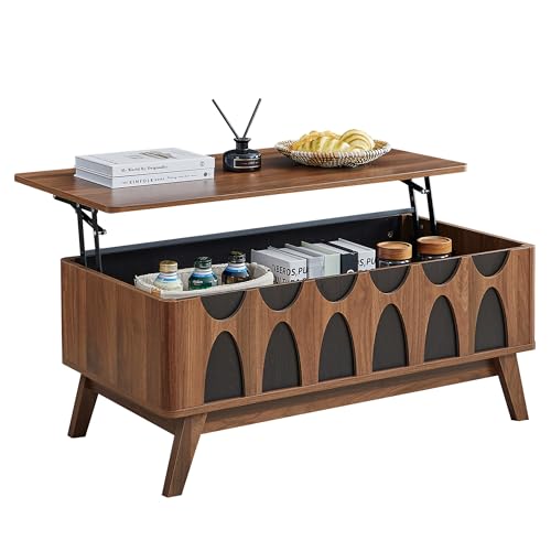 Image of Caspellaire Lift Top Coffee Table with Storage,39” Modern Coffee Table with Lifting Tabletop and Hidden Storage,Wood Center Table for Living Room,Home Office