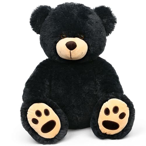 LotFancy Teddy Bear Stuffed Animals, 20 inch Soft Cuddly Cute Plushies, Plush Toys with Footprint Design, Stuffed Animals for Girls Kids Baby Toddlers, Baby Shower Easter Birthday Gift Decor, Black