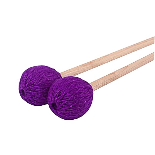 2 piezas de baquetas para bombo con cabeza de fieltro de lana y mango de madera, color púrpura, para instrumentos de percusión, agarre cómodo y diseño estable miniatura 6