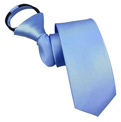 Ctskyte Mens Big Boys Sky Blue Zipper Silk Ties Cravat Handmade Summer Casual Pre-tied Neckties