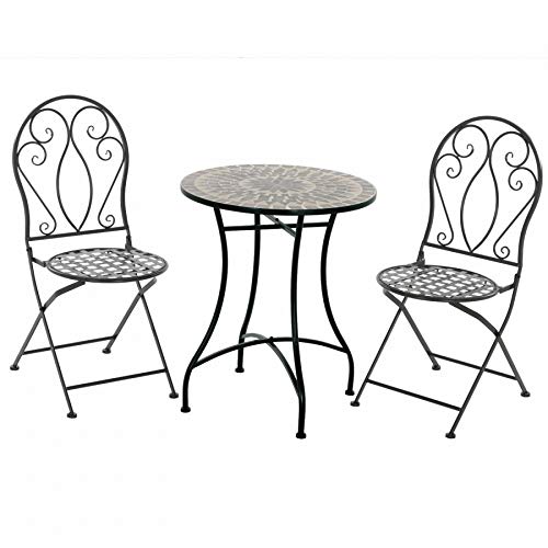 MACOShopde by MACO Möbel Raburg Mosaiktisch Mayla in BLAU-GRAU-Mint - Metallgestell in SCHWARZ, Gartentisch, rund, 60 cm… – Bild 6