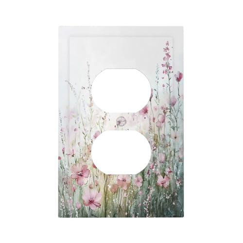 Nijuodnijir Outlet Covers Wildflower Botanical Watercolor Floral 1 Gang Duplex Light Switch Cover Decorative Switch Plates Electrical Receptacle Faceplate Wall Plate For Bed Room Living Room Decor by Nijuodnijir - Used condition - US$8.32