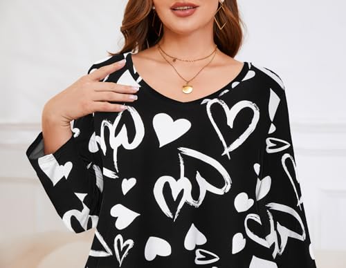 Image of LARACE Tunics 3 /4 Sleeve Plus Size Tops for Women V Neck Loose Fit Flowy Clothing for Leggings