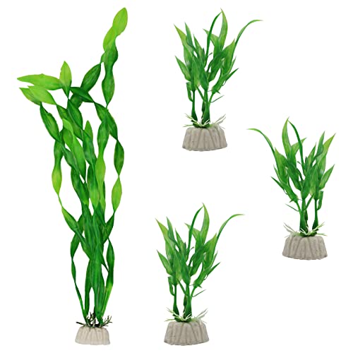 piante di decorazione dell'acquario, 4pcs piante di plastica artificiale, vivido simulazione di pesci serbatoio decorazioni, piante acquatiche finte realistiche