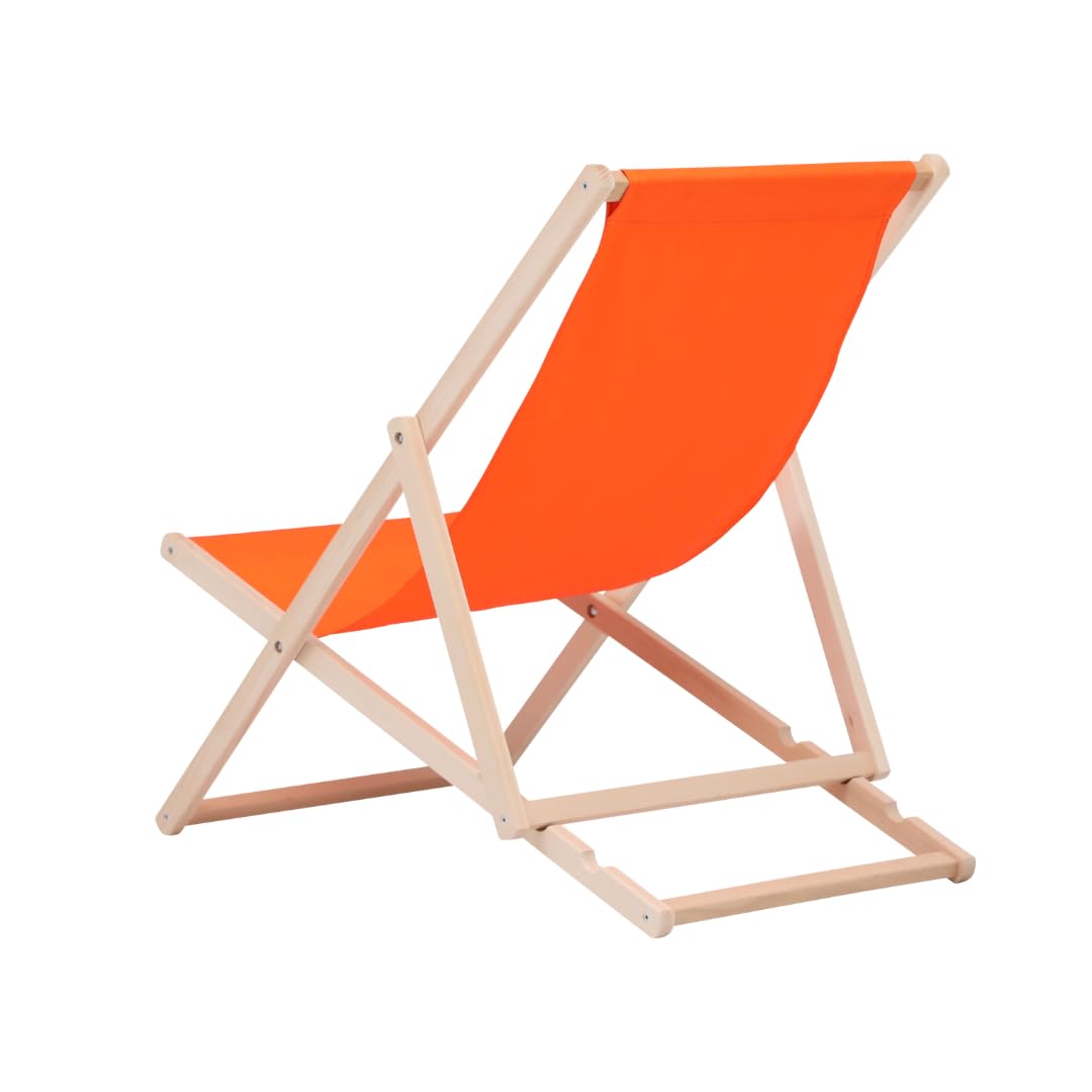 Tumbona de Madera Ajustable para Playa y Jardín Construcción Robusta y Sólida Material Práctico, sillas Plegables de Madera, Naranja