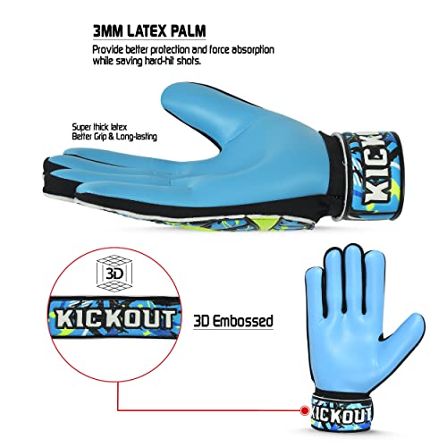Kickout Premium Soccer Goalie Gloves | Funky Goalkeeper Gloves With 3Mm Latex For Super Grip & Protection | Adults, Kids, Boys Glove For Football Goalie #TOP3
