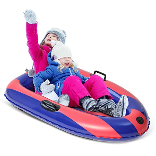 Inflatable Snow Sled, Heavy Duty Snow Tube with Reinforced Handles, Winter Toys Gifts for Kids Adults, Toboggan for Outdoor Sledding