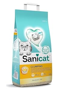 Sanicat – Arena para Gatos Aglomerante Sin perfume | Hecha de minerales naturales con control de olor garantizado | Absorbe la humedad y facilita la limpieza | 10 L de capacidad, Packaging May Vary