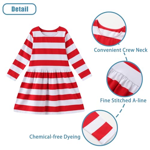 Girls Long Sleeve Dress for Kids Girls Casual Dresses Twirly A Line Skater Dress for School Party 2-14 Years3