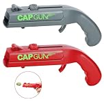 Bottle Opener Cap Gun, 2 Pcs Funny Bottle Cap Gun, Beer Gifts for Men, Bottle Openers Novelty for Home, Bar or Party Use (Grey, Red)