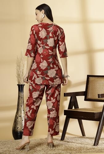 Image of Pistaa's Women Summery Floral Cotton Co-ord Set