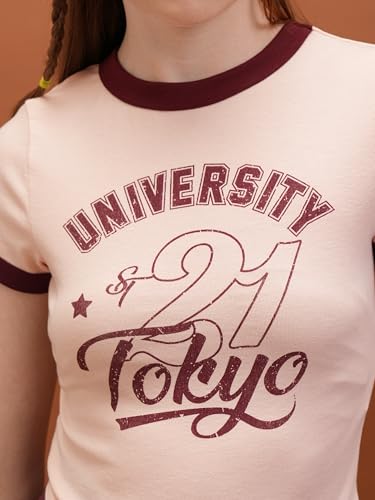 Image of Tokyo Talkies Women's Letter Print Fitted Crop top