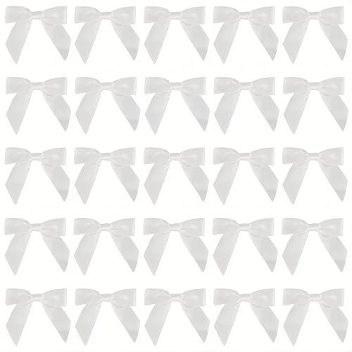 MUNSKT 50 Pcs Nœuds Papillon Torsadés en Ruban de Satin, Nœuds en Ruban de Satin pour Bricolage pour Cheveux Mariage Fête pour décorations de Noël,...