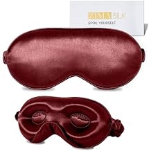 ZIMASILK Adjustable 22 Momme 100% Mulberry Silk Sleep Mask, Upgraded 3D Contoured Cup Eye Mask for Sleeping, Super Soft & Breathable Blindfold, Blackout for Deep Sleeping Burgundy