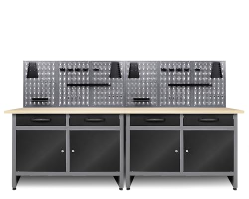 Ondis24 Werkstatt Set Werner 240 cm – 2 Werkbänke...