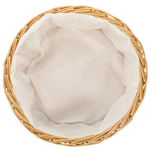 Cesta de pan de mimbre tejida multifuncional con forro textil lavable 2