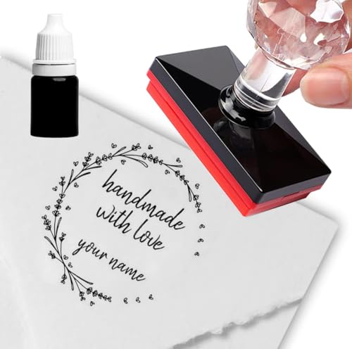 Sello personalizado hecho a mano con corazones de lavanda, embalaje de corona para pequeñas empresas, sellos familiares y profesores (Estilo 3)